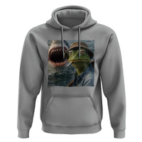 Unbothered Frog Smoking Cigarette Meme Hoodie Cinematic Shark Attack Calmness Graphic Dark Humor