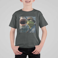 Unbothered Frog Smoking Cigarette Meme T Shirt For Kid Cinematic Shark Attack Calmness Graphic Dark Humor