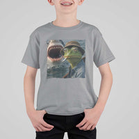 Unbothered Frog Smoking Cigarette Meme T Shirt For Kid Cinematic Shark Attack Calmness Graphic Dark Humor