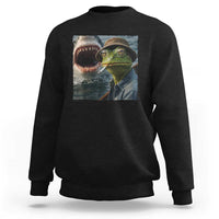 Unbothered Frog Smoking Cigarette Meme Sweatshirt Cinematic Shark Attack Calmness Graphic Dark Humor