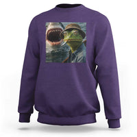 Unbothered Frog Smoking Cigarette Meme Sweatshirt Cinematic Shark Attack Calmness Graphic Dark Humor