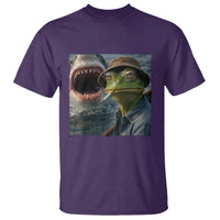 Unbothered Frog Smoking Cigarette Meme T Shirt Cinematic Shark Attack Calmness Graphic Dark Humor