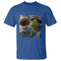 Unbothered Frog Smoking Cigarette Meme T Shirt Cinematic Shark Attack Calmness Graphic Dark Humor