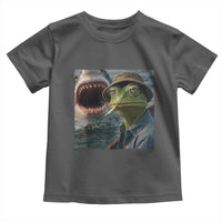 Unbothered Frog Smoking Cigarette Meme Toddler T Shirt Cinematic Shark Attack Calmness Graphic Dark Humor