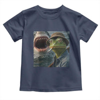 Unbothered Frog Smoking Cigarette Meme Toddler T Shirt Cinematic Shark Attack Calmness Graphic Dark Humor