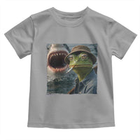 Unbothered Frog Smoking Cigarette Meme Toddler T Shirt Cinematic Shark Attack Calmness Graphic Dark Humor