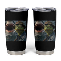 Unbothered Frog Smoking Cigarette Meme Tumbler Cup Cinematic Shark Attack Calmness Graphic Dark Humor