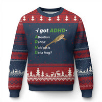 I Got ADHD Attention Deficit Hold Up Is Dat A Frog Ugly Christmas Sweater Neurodiversity Humor Weirdcore