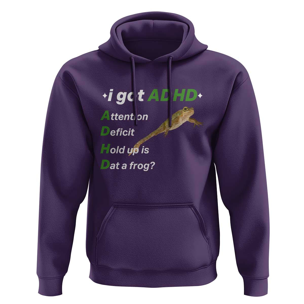 I Got ADHD Attention Deficit Hold Up Is Dat A Frog Hoodie Neurodiversity Humor Weirdcore