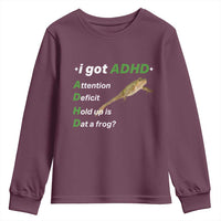 I Got ADHD Attention Deficit Hold Up Is Dat A Frog Youth Sweatshirt Neurodiversity Humor Weirdcore