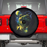 Cosmic Frog Howling At Moon Parody Graphic Spare Tire Cover Vintage 90s Retro Fantasy Meme