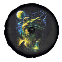 Cosmic Frog Howling At Moon Parody Graphic Spare Tire Cover Vintage 90s Retro Fantasy Meme