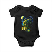 Cosmic Frog Howling At Moon Parody Graphic Baby Onesie Vintage 90s Retro Fantasy Meme