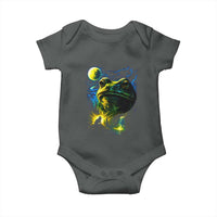 Cosmic Frog Howling At Moon Parody Graphic Baby Onesie Vintage 90s Retro Fantasy Meme