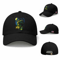Cosmic Frog Howling At Moon Parody Graphic Baseball Cap Vintage 90s Retro Fantasy Meme