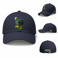 Cosmic Frog Howling At Moon Parody Graphic Baseball Cap Vintage 90s Retro Fantasy Meme