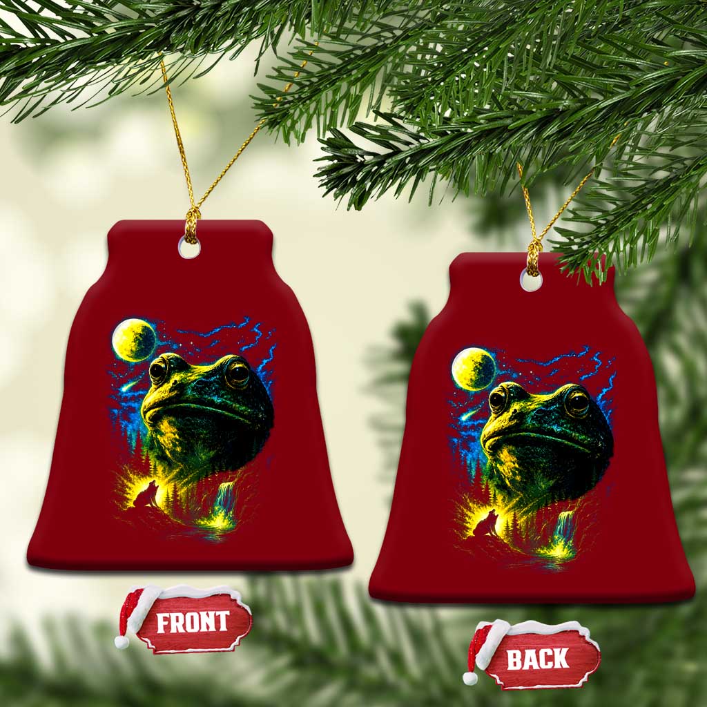 Cosmic Frog Howling At Moon Parody Graphic Ceramic Ornament Vintage 90s Retro Fantasy Meme