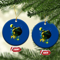 Cosmic Frog Howling At Moon Parody Graphic Ceramic Ornament Vintage 90s Retro Fantasy Meme