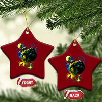 Cosmic Frog Howling At Moon Parody Graphic Ceramic Ornament Vintage 90s Retro Fantasy Meme