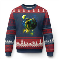 Cosmic Frog Howling At Moon Parody Graphic Ugly Christmas Sweater Vintage 90s Retro Fantasy Meme
