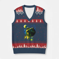 Cosmic Frog Howling At Moon Parody Graphic V-Neck Knit Sweater Vest Vintage 90s Retro Fantasy Meme