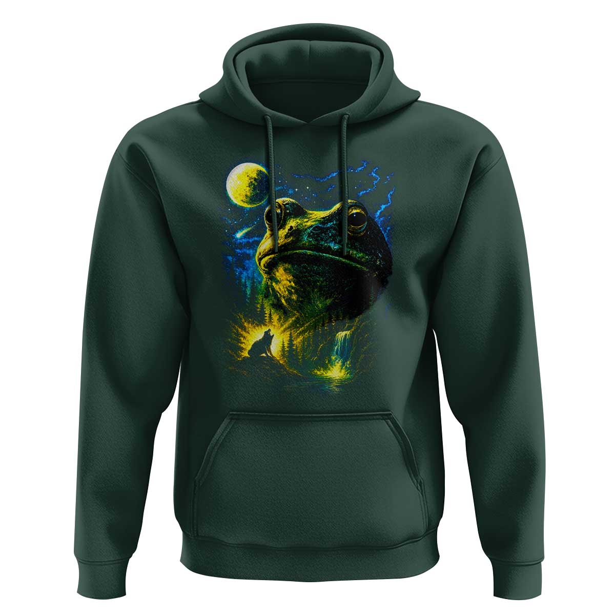 Cosmic Frog Howling At Moon Parody Graphic Hoodie Vintage 90s Retro Fantasy Meme