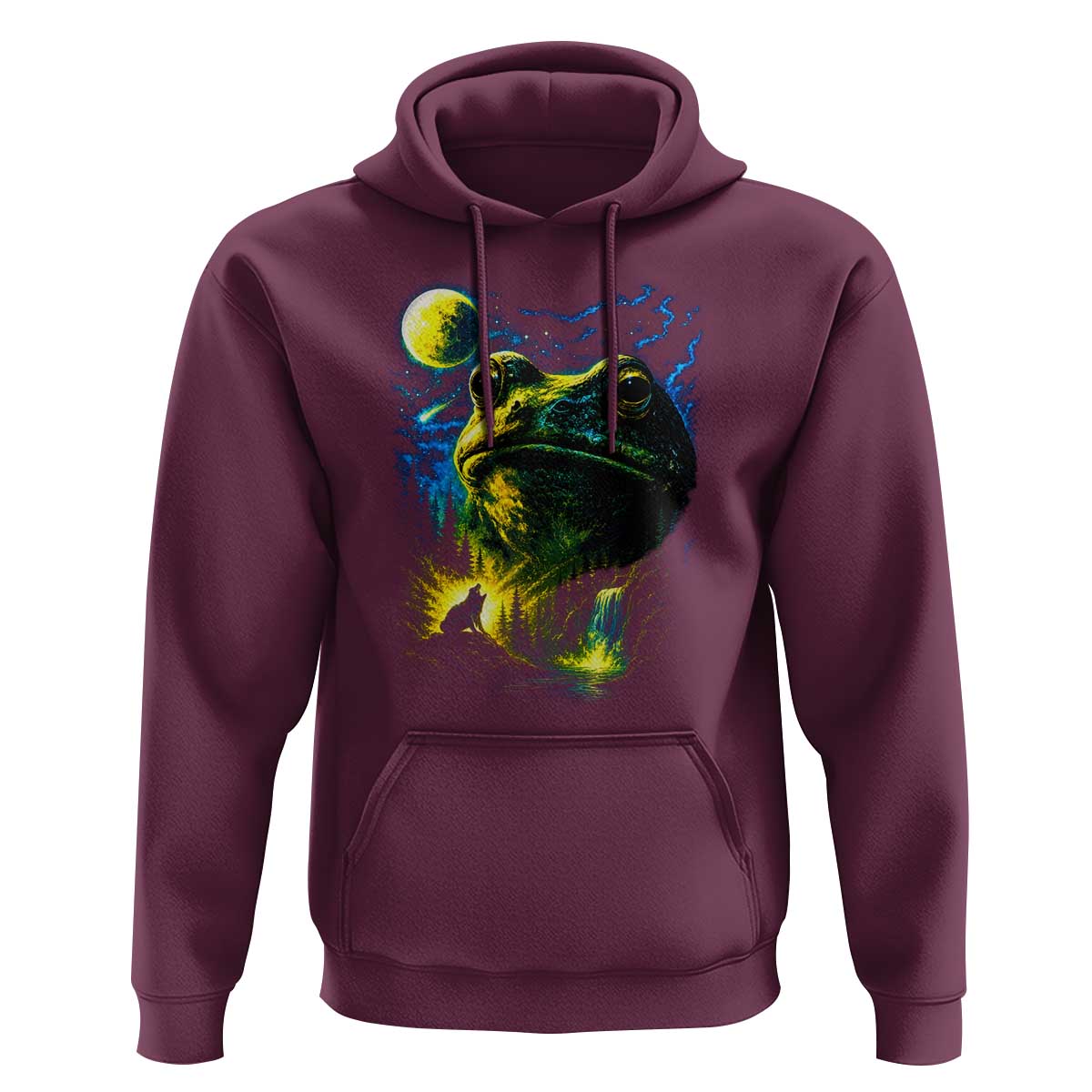 Cosmic Frog Howling At Moon Parody Graphic Hoodie Vintage 90s Retro Fantasy Meme