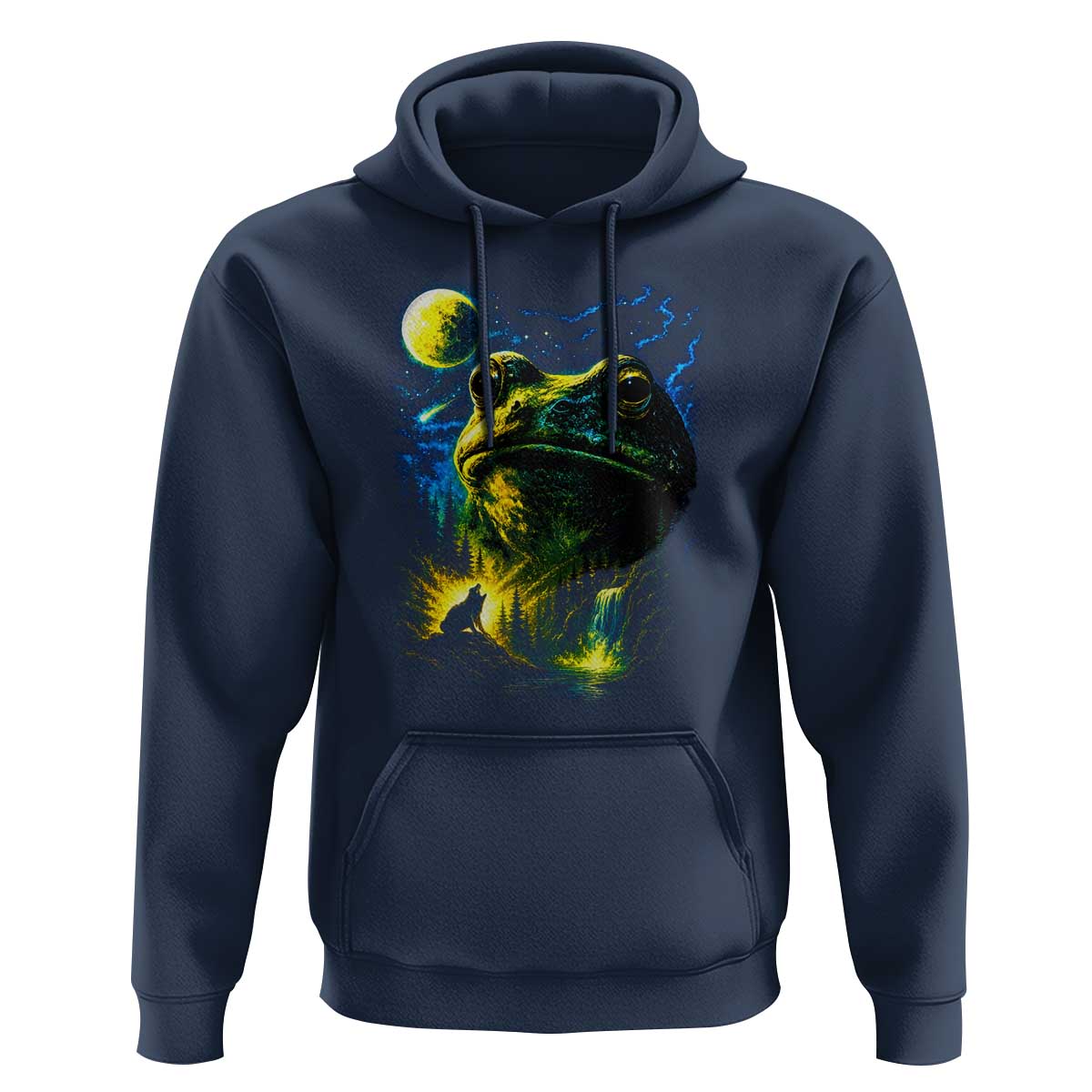 Cosmic Frog Howling At Moon Parody Graphic Hoodie Vintage 90s Retro Fantasy Meme