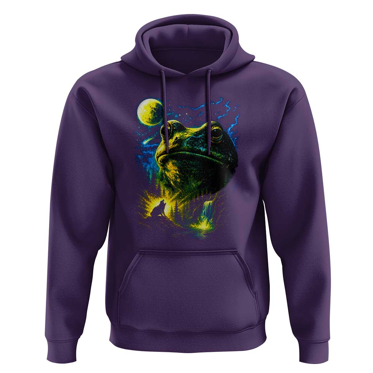 Cosmic Frog Howling At Moon Parody Graphic Hoodie Vintage 90s Retro Fantasy Meme