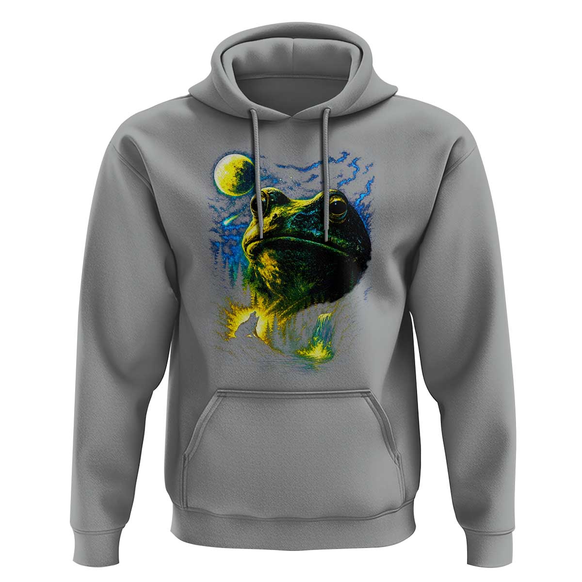 Cosmic Frog Howling At Moon Parody Graphic Hoodie Vintage 90s Retro Fantasy Meme
