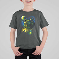Cosmic Frog Howling At Moon Parody Graphic T Shirt For Kid Vintage 90s Retro Fantasy Meme