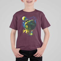 Cosmic Frog Howling At Moon Parody Graphic T Shirt For Kid Vintage 90s Retro Fantasy Meme
