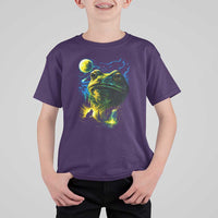 Cosmic Frog Howling At Moon Parody Graphic T Shirt For Kid Vintage 90s Retro Fantasy Meme