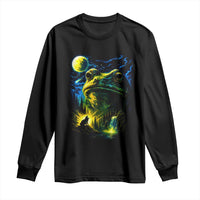 Cosmic Frog Howling At Moon Parody Graphic Long Sleeve Shirt Vintage 90s Retro Fantasy Meme