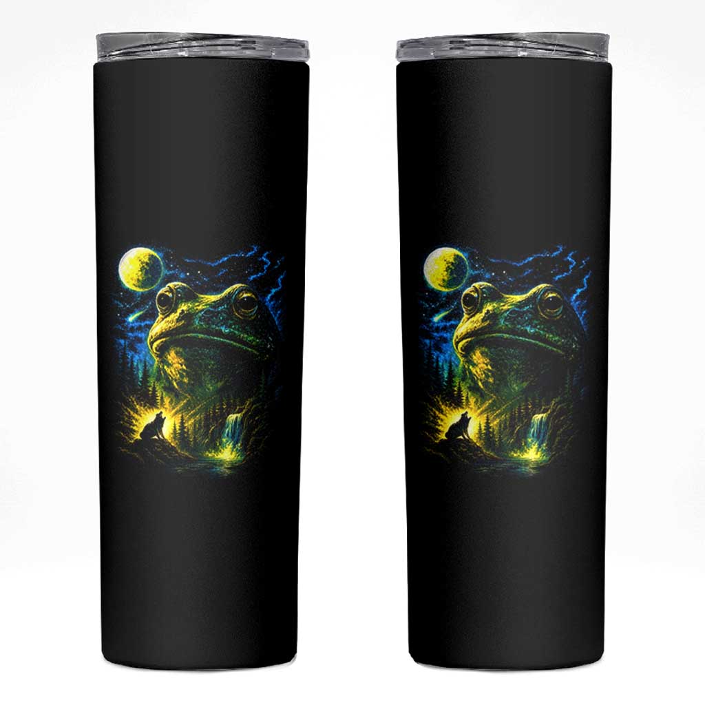 Cosmic Frog Howling At Moon Parody Graphic Skinny Tumbler Vintage 90s Retro Fantasy Meme