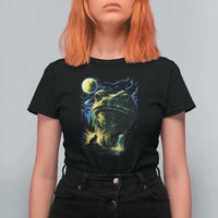 Cosmic Frog Howling At Moon Parody Graphic T Shirt For Women Vintage 90s Retro Fantasy Meme