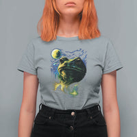 Cosmic Frog Howling At Moon Parody Graphic T Shirt For Women Vintage 90s Retro Fantasy Meme