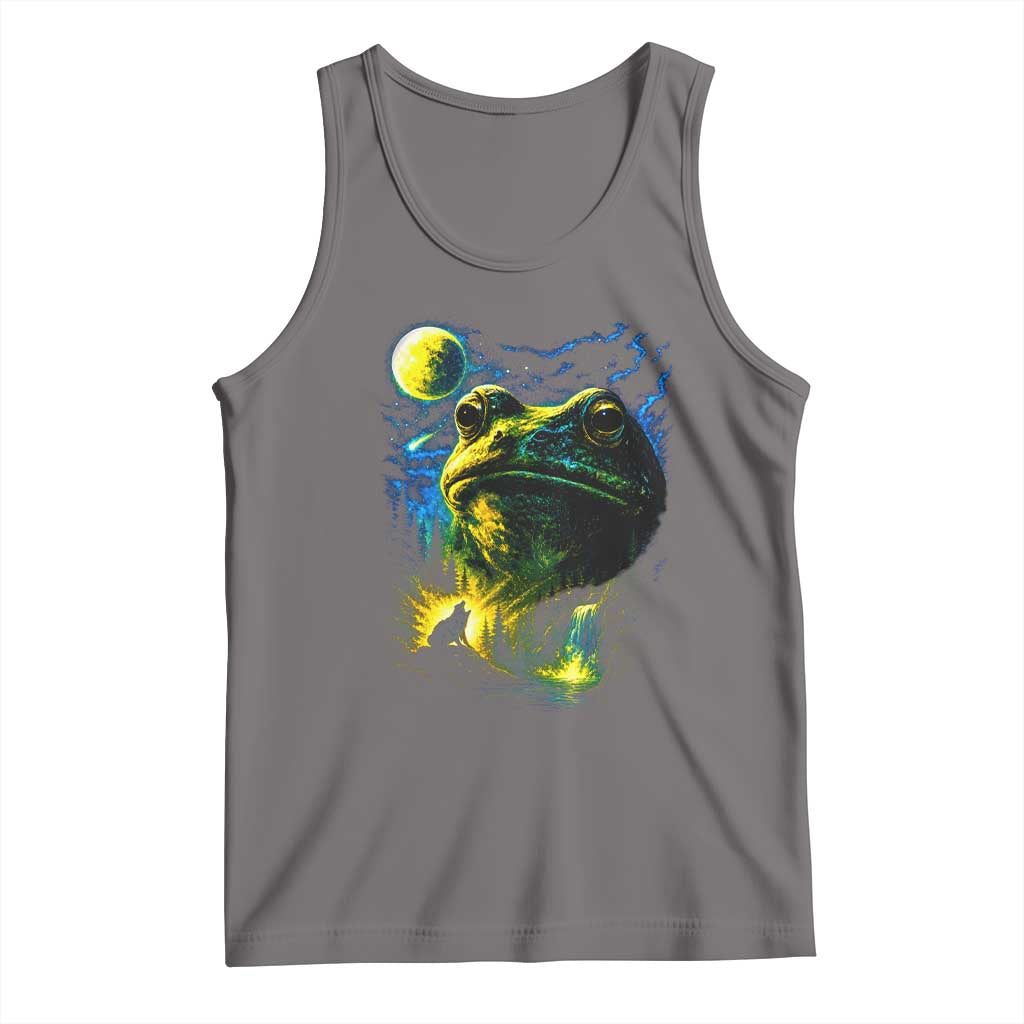 Cosmic Frog Howling At Moon Parody Graphic Tank Top Vintage 90s Retro Fantasy Meme