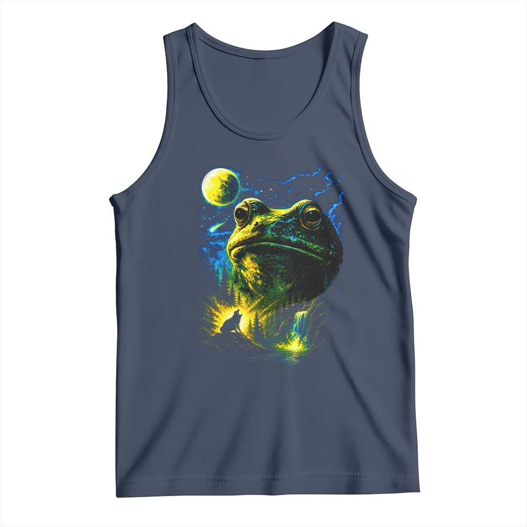 Cosmic Frog Howling At Moon Parody Graphic Tank Top Vintage 90s Retro Fantasy Meme