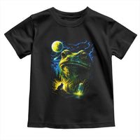Cosmic Frog Howling At Moon Parody Graphic Toddler T Shirt Vintage 90s Retro Fantasy Meme
