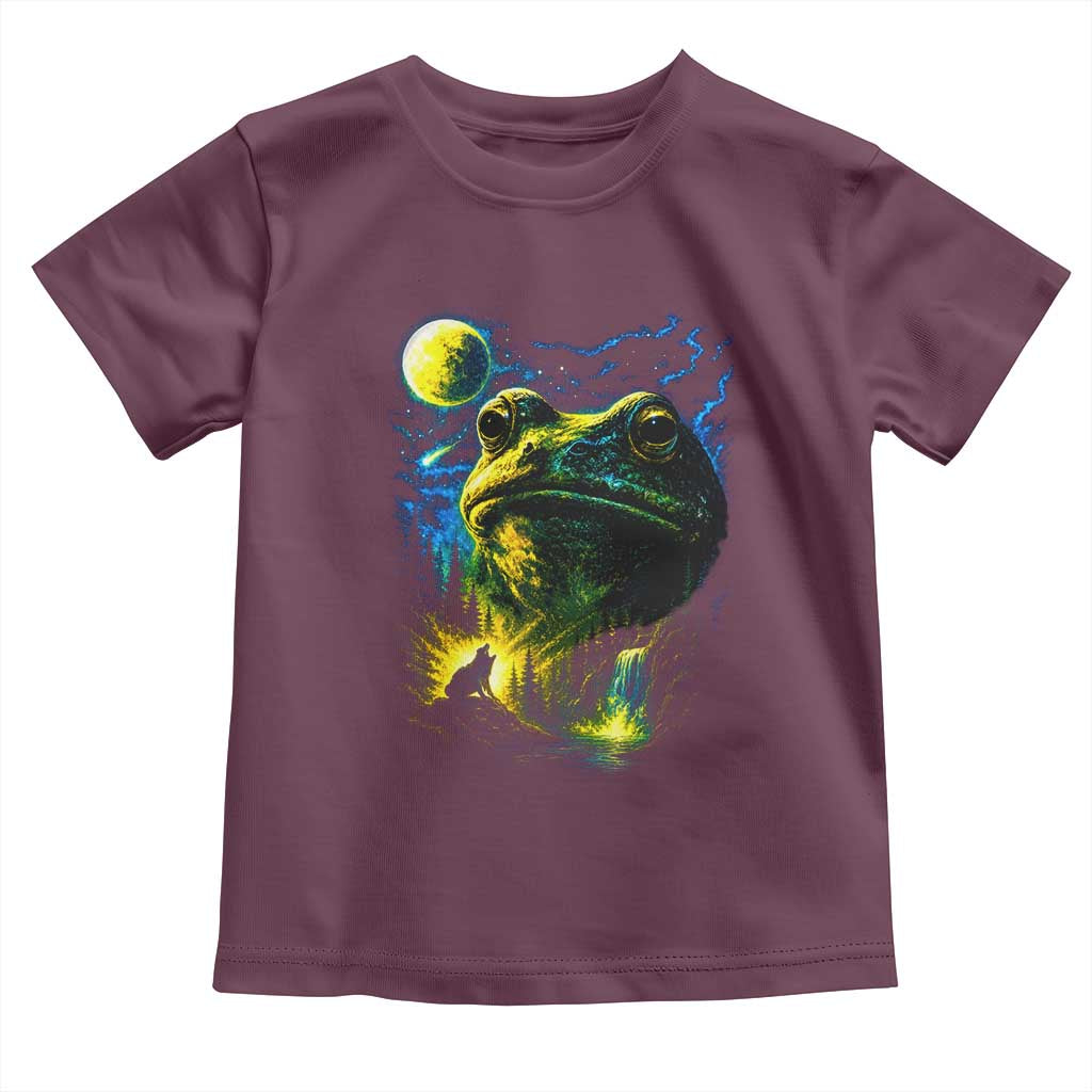 Cosmic Frog Howling At Moon Parody Graphic Toddler T Shirt Vintage 90s Retro Fantasy Meme
