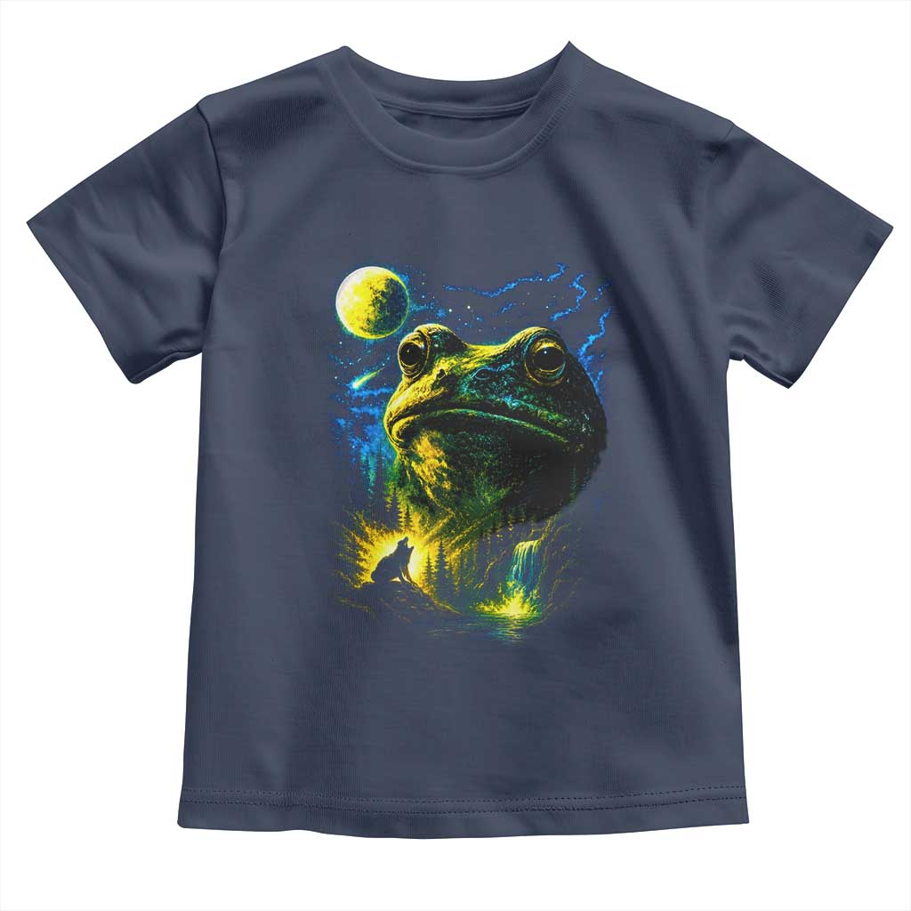 Cosmic Frog Howling At Moon Parody Graphic Toddler T Shirt Vintage 90s Retro Fantasy Meme