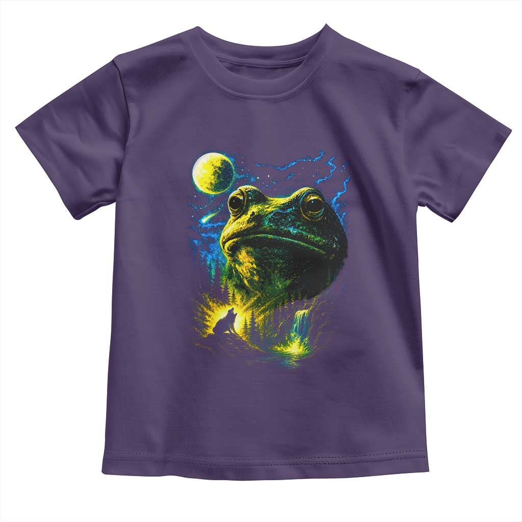Cosmic Frog Howling At Moon Parody Graphic Toddler T Shirt Vintage 90s Retro Fantasy Meme