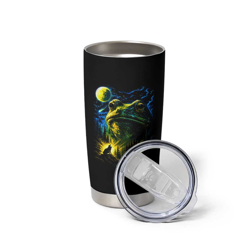 Cosmic Frog Howling At Moon Parody Graphic Tumbler Cup Vintage 90s Retro Fantasy Meme