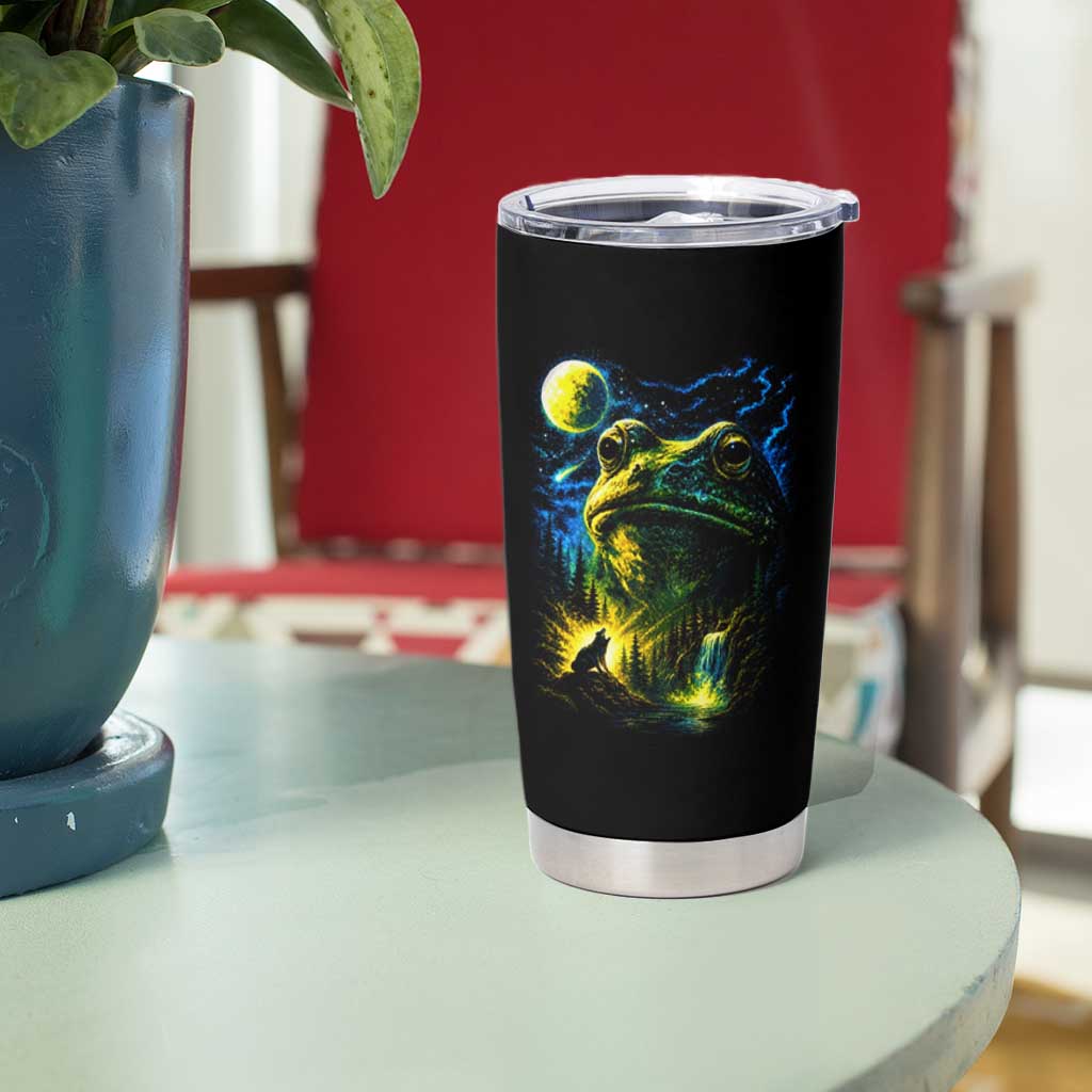 Cosmic Frog Howling At Moon Parody Graphic Tumbler Cup Vintage 90s Retro Fantasy Meme