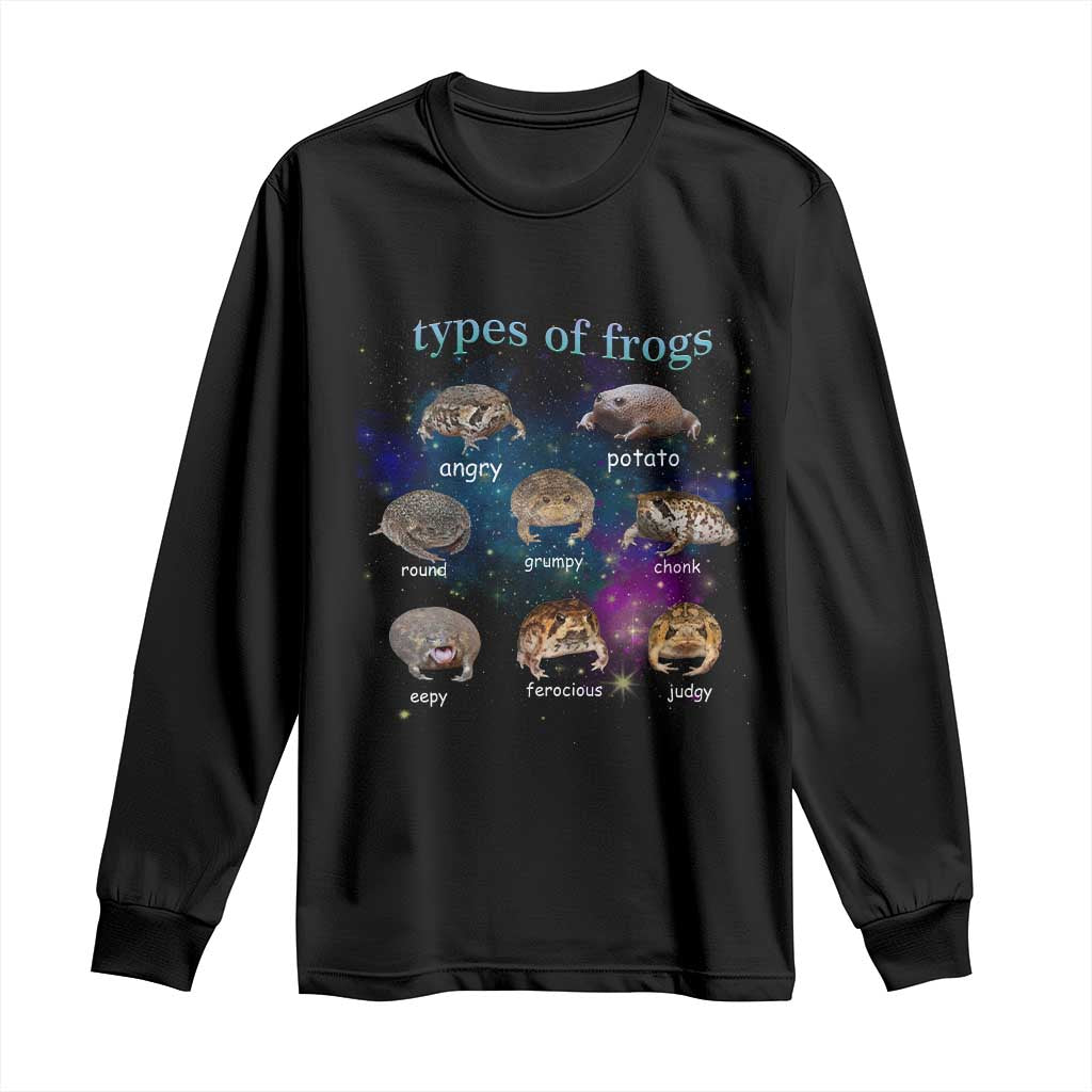 Types Of Frogs Funny Rain Frog Meme Chart Long Sleeve Shirt Angry Grumpy Eepy Chonk Potato Round Judgy Ferocious