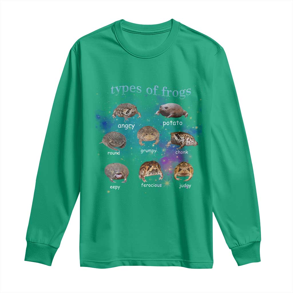 Types Of Frogs Funny Rain Frog Meme Chart Long Sleeve Shirt Angry Grumpy Eepy Chonk Potato Round Judgy Ferocious