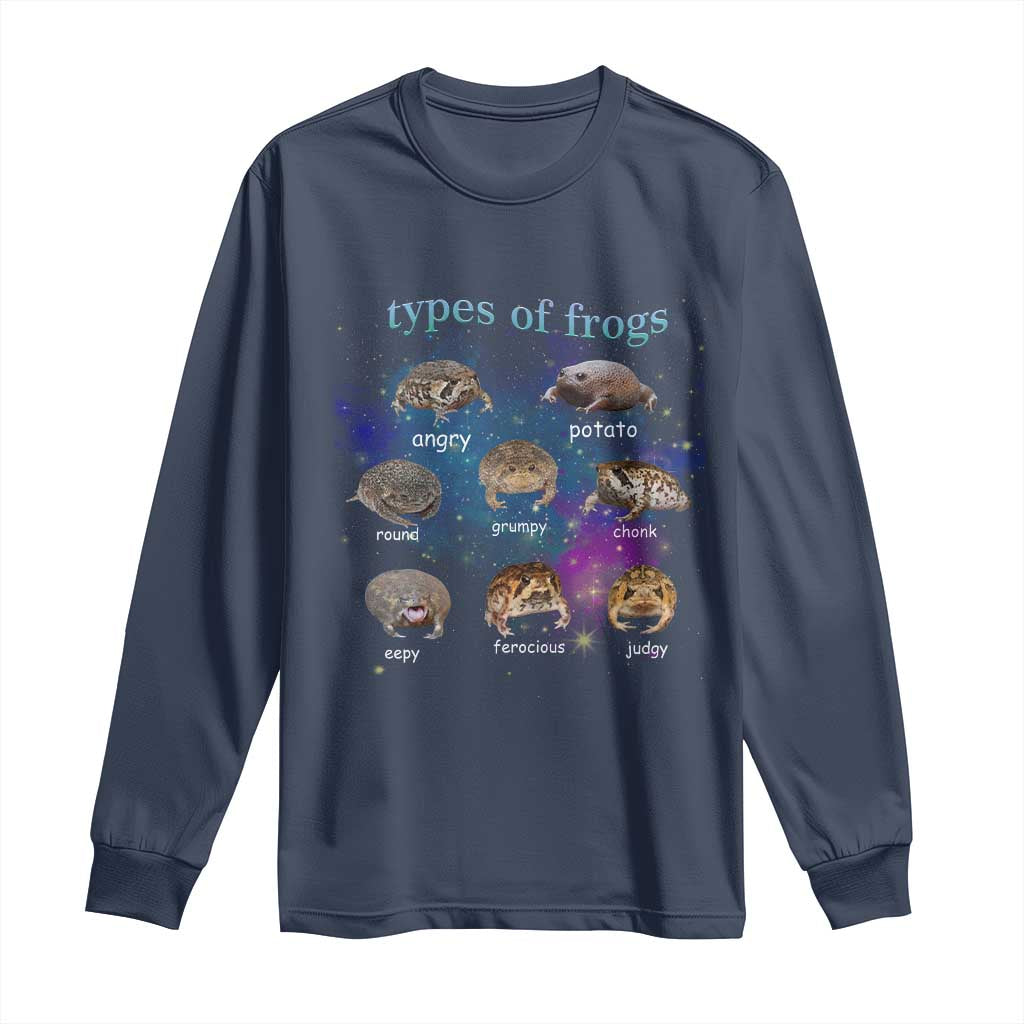Types Of Frogs Funny Rain Frog Meme Chart Long Sleeve Shirt Angry Grumpy Eepy Chonk Potato Round Judgy Ferocious