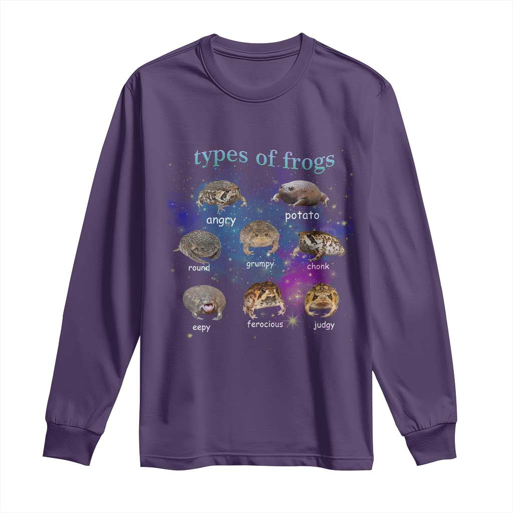 Types Of Frogs Funny Rain Frog Meme Chart Long Sleeve Shirt Angry Grumpy Eepy Chonk Potato Round Judgy Ferocious