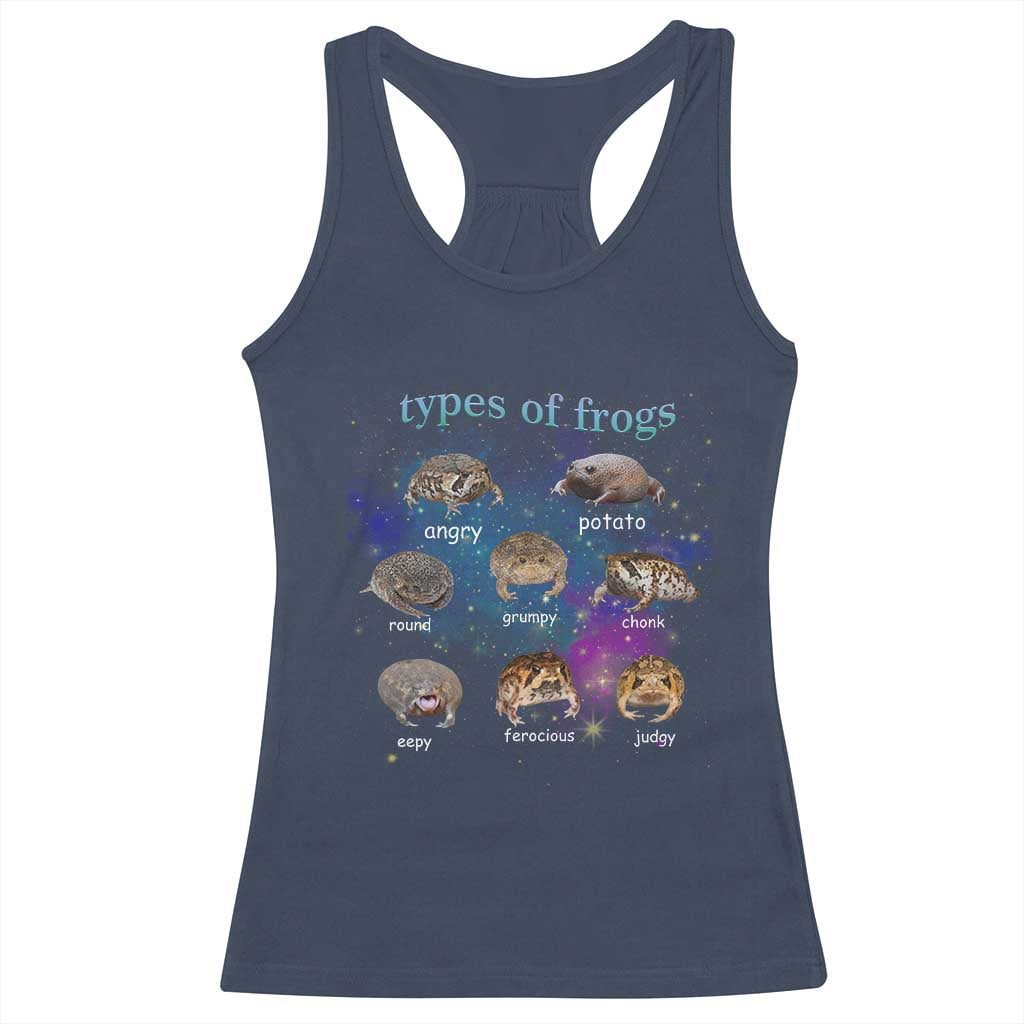 Types Of Frogs Funny Rain Frog Meme Chart Racerback Tank Top Angry Grumpy Eepy Chonk Potato Round Judgy Ferocious